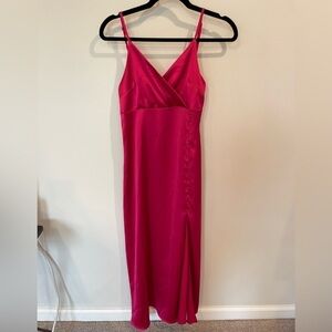 En Crème Pink Satin Midi Dress